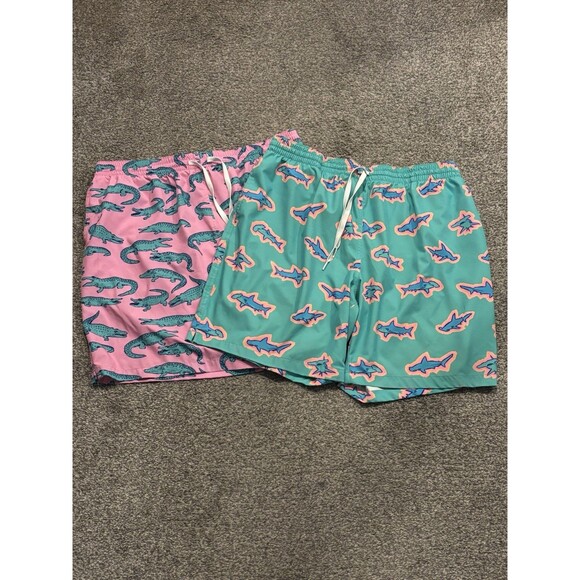 Chubbies Classic Swim Trunk Lot Pink Alligator Teal Sharks 7” Inseam Size XXL - Picture 1 of 16